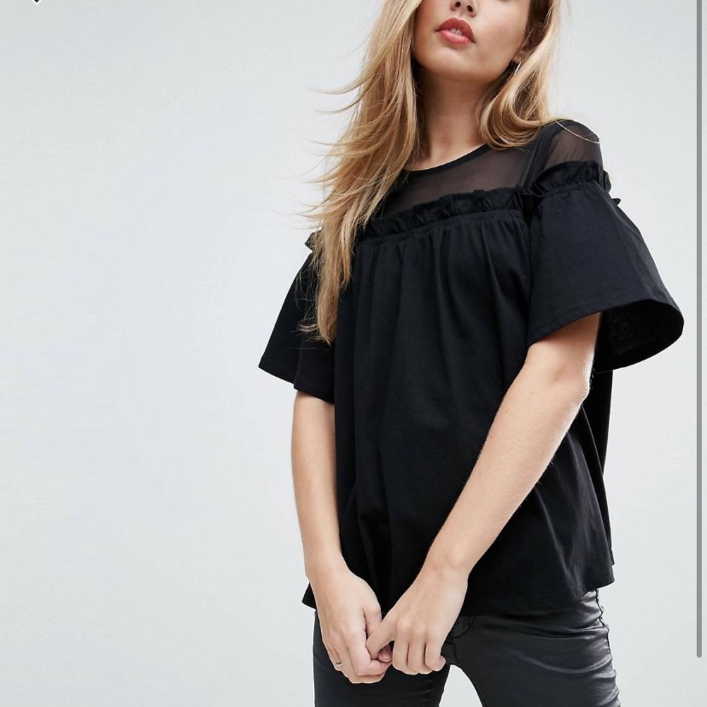 ASOS Top w/ Mesh Detail and Swing Hem
